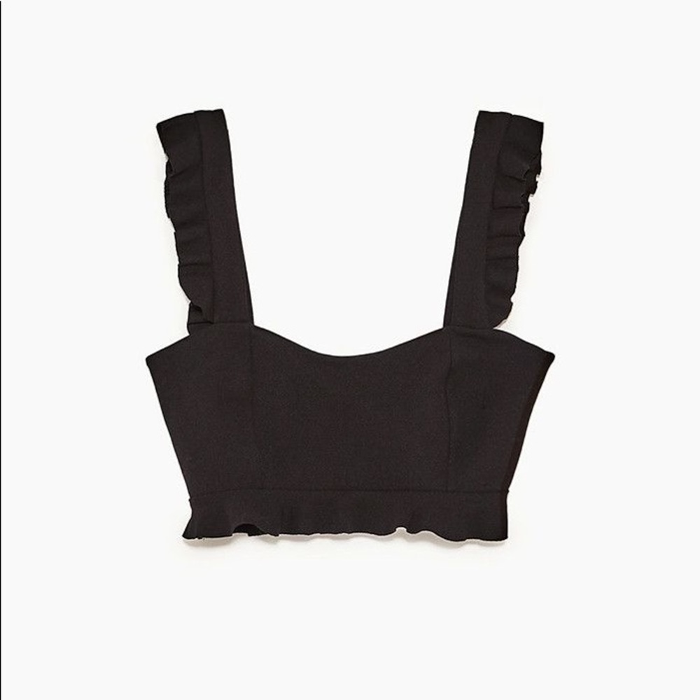 Zara Black Frill Strap Crop Top